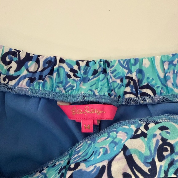 Lilly Pulitzer Mylee Tie Front Light Aqua Spritz Shorts Size 14 - Picture 5 of 8